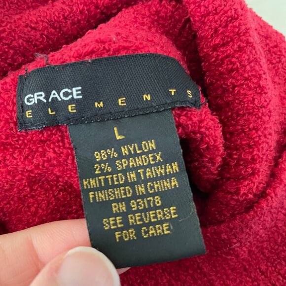 Cozy Soft Red Chenille Turtleneck Knit / Sweater Size L, Relaxed, Lounge, L - Picture 6 of 9